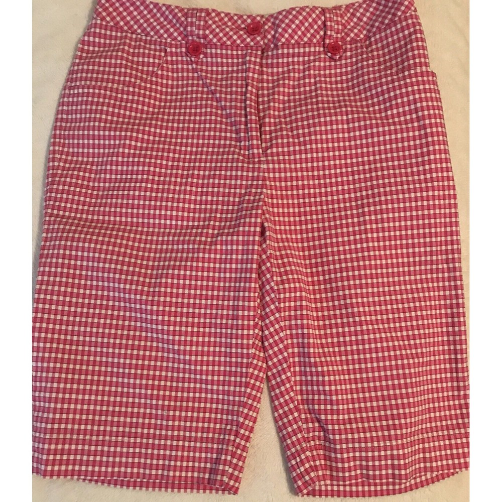 EP PRO Ladies Womens Golf Shorts Sz 2 Pink White Check Walking E P Pro Pockets